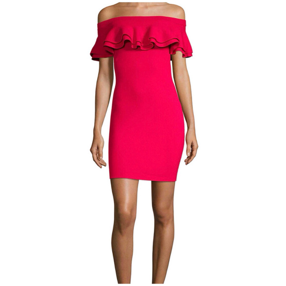 NWT John + Jenn Off Shoulder Red Sheath Dress MED - Picture 2 of 7